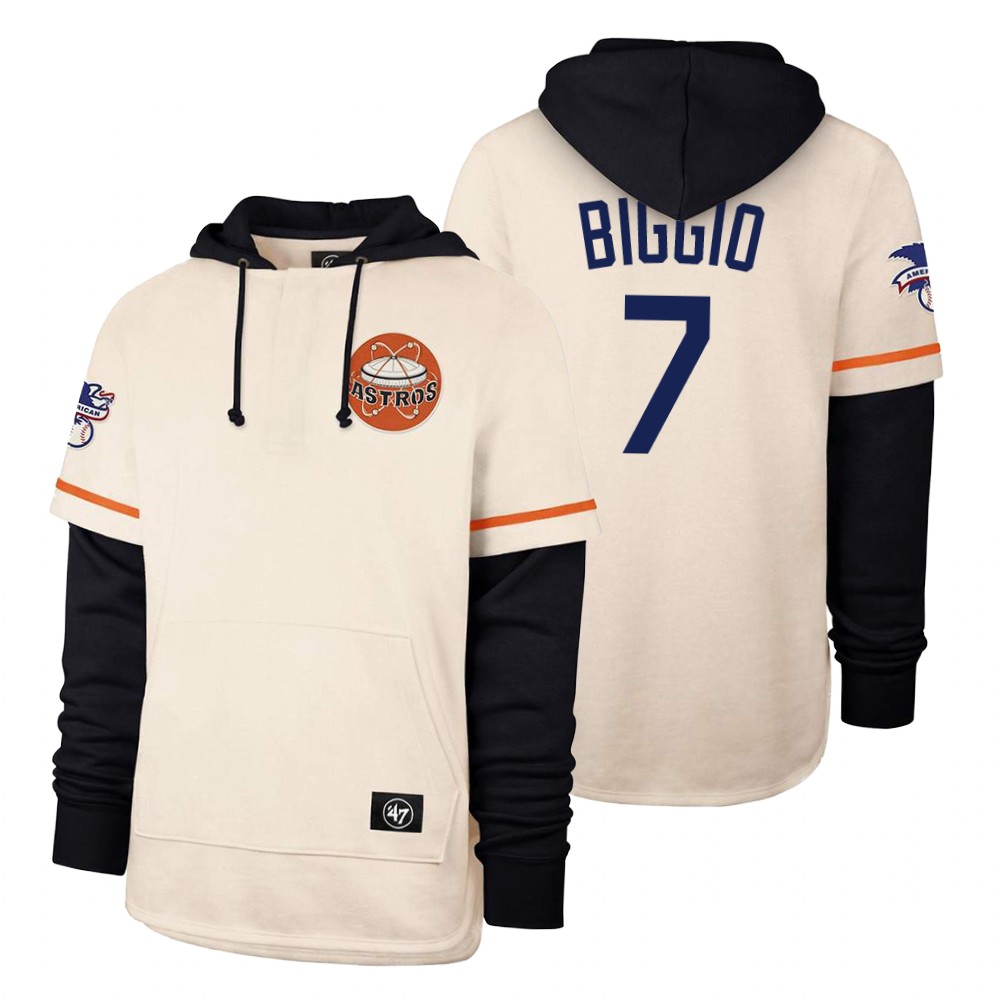 Men Houston Astros #7 Biggio Cream 2021 Pullover Hoodie MLB Jersey->houston astros->MLB Jersey
